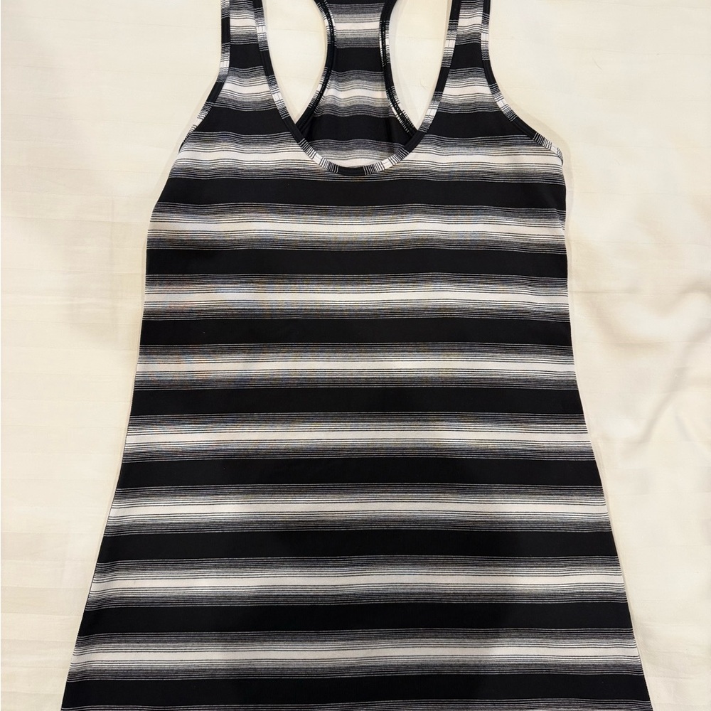 NWOT lululemon capilano stripe black and white cool racerback tank top